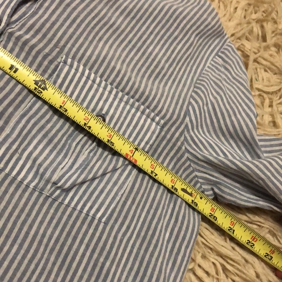 EUC Free People Button Front Blouse-Striped with Sheer Back-3/4 Roll up Sleeves - Picture 11 of 15